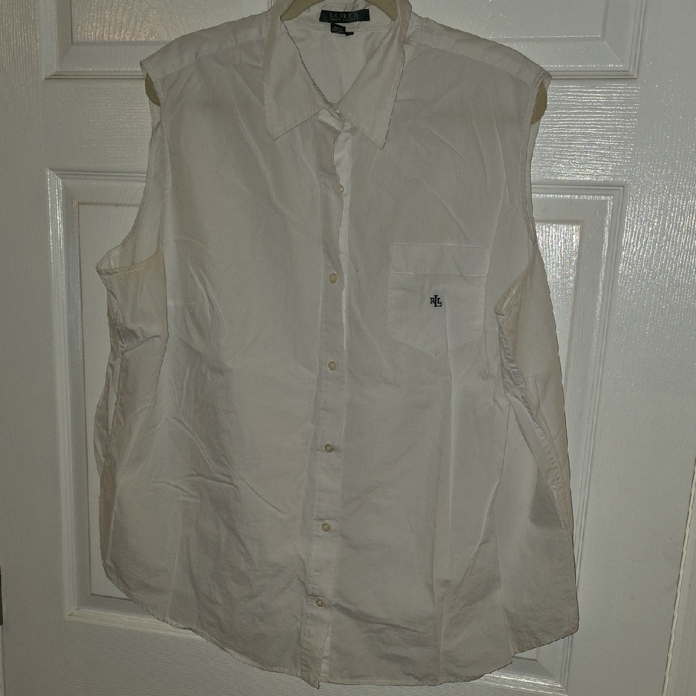 Ralph Lauren White Cotton Shirt with Dark Green Labels